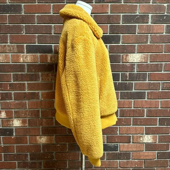 New York & Company Yellow Teddy Bomber Jacket Size XL - Picture 5 of 10
